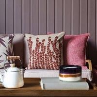 Voyage Maison Herb Embroidered Feather Filled Cushion 50cm x 50cm Persimmon