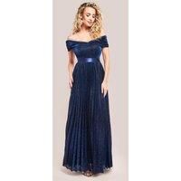 Goddiva Bardot Pleated Skirt Maxi - Navy
