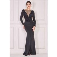 Diamante Fishnet Cowl Back Maxi