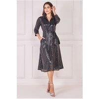 Sequin Skater Shirt Dress