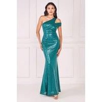 One Shoulder Sequin Evening Maxi