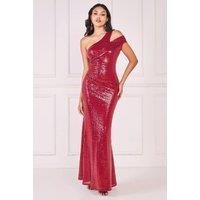 One Shoulder Sequin Evening Maxi