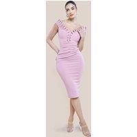 Off The Shoulder Frill Bodice Midi Dress