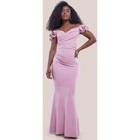Frilled Off The Shoulder Scuba Maxi Dress
