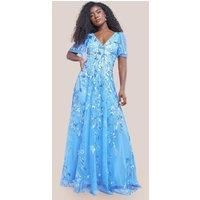 Flared Sleeve Embroidered Maxi Dress