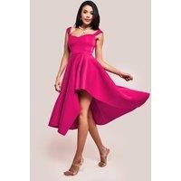 Asymmetric Flared Hem Midi Dress