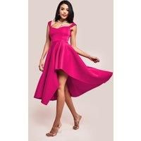 Asymmetric Flared Hem Midi Dress