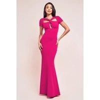 Scuba Crepe Twist Cutout Maxi Dress