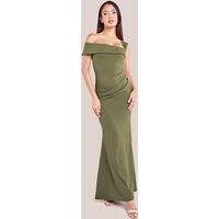 Off The Shoulder Pleated Waist Maxi Dress