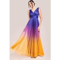 Sleeveless Ombre Pleated Maxi Dress