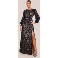 Lace Front Split Long Sleeve Maxi Dress