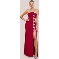 Goddiva Bow Embellished Strapless Mermaid Maxi Dress - Wine