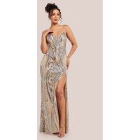 Strapless Multi Sequin Maxi Dress