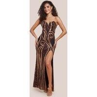 Strapless Multi Sequin Maxi Dress