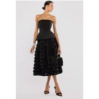 3D Floral Mesh Midaxi Skirt by Goddiva