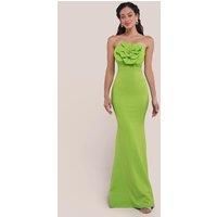 Scuba Crepe Bandeau Rose Maxi Dress