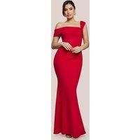 Off The Shoulder Pleated Waist Maxi Dress