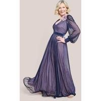 Corsage V Neck Dobby Mesh Maxi Dress