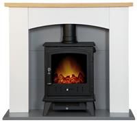 Adam Huxley in Pure White & Grey with Aviemore Electric Stove in Black, 39 Inch