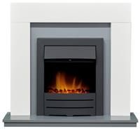 Adam Dakota Electric Fire Suite-White and Grey