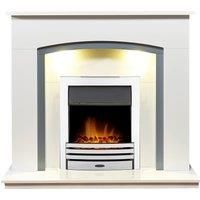 Adam Tuscany Fireplace Pure White & Grey + Eclipse Electric Fire Chrome, 48"