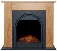 Adam Burlington Electric Fire Suite - Oak and Charcoal Grey