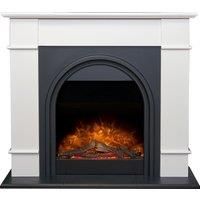 Adam Chesterfield Electric Fire Suite-White & Charcoal Grey