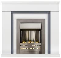 Adam Milan Electric Fire Suite - White and Grey