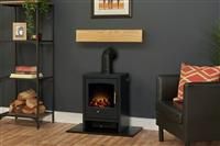 Adam Fires & Fireplaces Adam Oak Beam, Hearth & Stove Pipe With Bergen Stove In Charcoal Grey