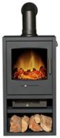 Adam Fires 25939 Bergen Log Effect Electric Fire Charcoal Grey