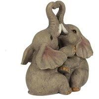 Adorable Grey Resin Embrace Elephant Couple Ornament - 12cm x 10cm (1 Pc.) - Charming Rustic Design, Durable Handcrafted Decor, Nature-inspired Gift - Ideal for Home Accessory
