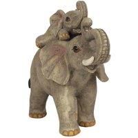 Adorable Grey Resin Adventure Mother & Baby Elephant Ornament - 12.5cm x 13.5cm (1 Pc.) - Charming Rustic Design, Durable Handcrafted Decor, Nature-inspired Gift - Ideal for Home Accessory