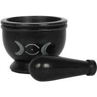 Enchanting Black & White Soap Stone Triple Moon Pestle & Mortar - 9cm x 9cm (1 Pc.) - Distinct, Durable & Elegant Design - Perfect for Kitchen Decor