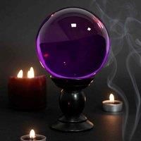 Stunning Large Purple Crystal Ball on Stand - 21.5cm x 13cm (1 Pc.) – Durable Glass & MDF Material, Enchanted & Unique Accent Piece - Perfect for Home Decor