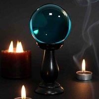 Stunning Small blue Crystal Ball on Stand - 18cm x 9cm (1 Pc.) - Durable Glass & MDF Material, Enchanted & Unique Accent Piece - Perfect for Home Decor