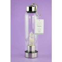 Something Different CE_75030 Glass Water Bottle | Energising Quartz | 1pc. 475g, Clear/Steel Gray