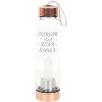 Something Different Wholesale Clear Quartz Crystal-Infused Glass Water Bottle - Energise Your Body and Soul with Trendy Stainless Steel Base