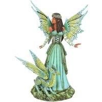 Something Different Wholesale Amy Brown Fairy Figurine 22cm - Fantasy Art Collectible, Green Fairy and Dragon Statue, Watercolour Inspired Sculpture - Intricately Sculpted Resin Figurine