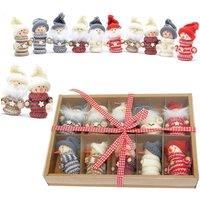 SHATCHI 10 Handmade Christmas Tree Hanging Box Set,Wood, Xmas Home Decor Novelty Gifts, Multi, one