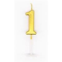 Shatchi Gifts 4 All Occasions Limited Gold 1 Number Candle Birthday Anniversary Party Cake Decorations Topper, 4.5 cm