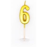 Gifts 4 All Occasions Limited Shatchi Gold 6 Number Candle Birthday Anniversary Party Cake Decorations Topper