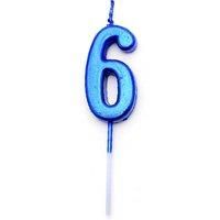 SHATCHI Blue 6 Number Candle Boys Birthday Wedding Anniversary New Year Party Cake Decorations Topper
