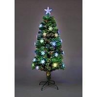 SHATCHI 5Ft/150cm Fibre Optic Christmas Star Topper-LED Snowflakes Decorations-Pre-Lit Green Artificial Xmas Tree-Multicolor Changing Lights, PVC, 150 cm