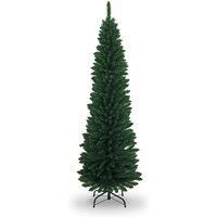 SHATCHI 4Ft-8Ft Artificial Flocked Slim Christmas Pencil Tree Holiday Home Decorations with Pointed tips and Metal Stand (Snow/Green/Black/White/Grey), 7ft