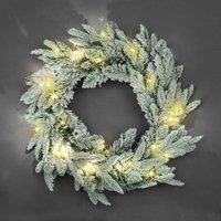 Christmas Wreaths Garlands Pre Lit Snowy Pines LED Wall Door Xmas Hanging Decor
