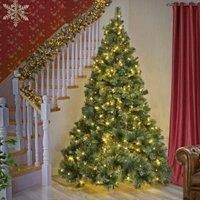 SHATCHI 4Ft-8Ft Pre-Lit Kentucky Pine Luxurious Artificial Green Christmas Tree Bushy Xmas Holiday Home Decoration With Long life Energy Saving Warm White LED Lights Last Up To 50,000 hrs, PVC, 6Ft