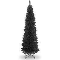 SHATCHI 4Ft-8Ft Artificial Flocked Slim Christmas Pencil Tree Holiday Home Decorations with Pointed tips and Metal Stand (Snow/Green/Black/White/Grey), 6ft