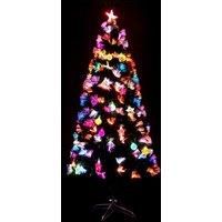 Pre Lit Christmas Tree Fiber Optic Pine LED Bauble Star Xmas Home Decoration 5FT