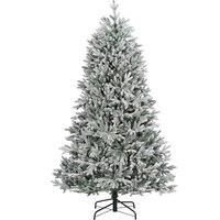 SHATCHI Frosted Snow Flocked Green Oregon Pine Tips Bushy Artificial Christmas Tree Holiday Luxurious Home Xmas Festive Decorations, PVC, 7FT