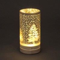 20cm Christmas Table Decoration Xmas Lamp LED Fairy Light Silver Snowfall Vase
